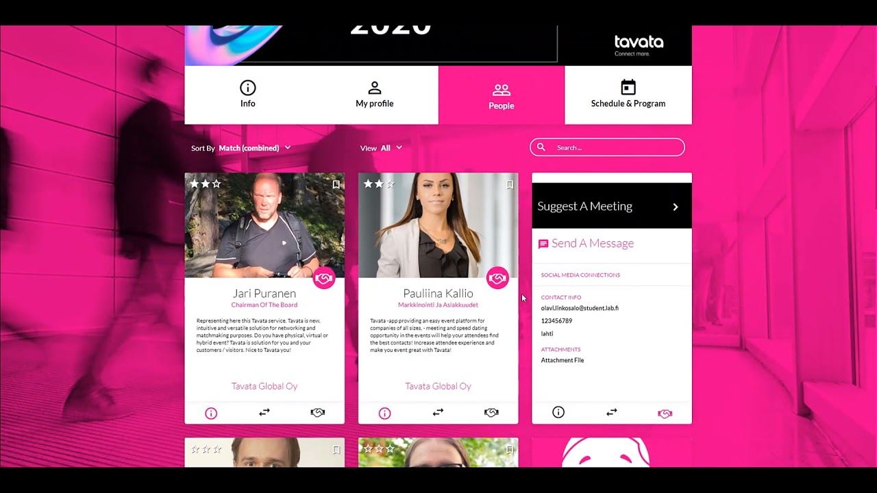 Attending an event - Booking meetings